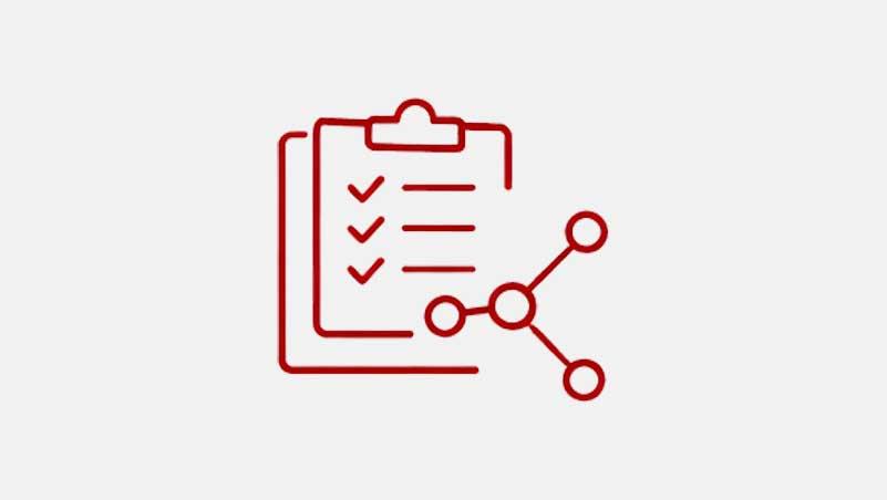 Icon of a checklist with connecting data points
