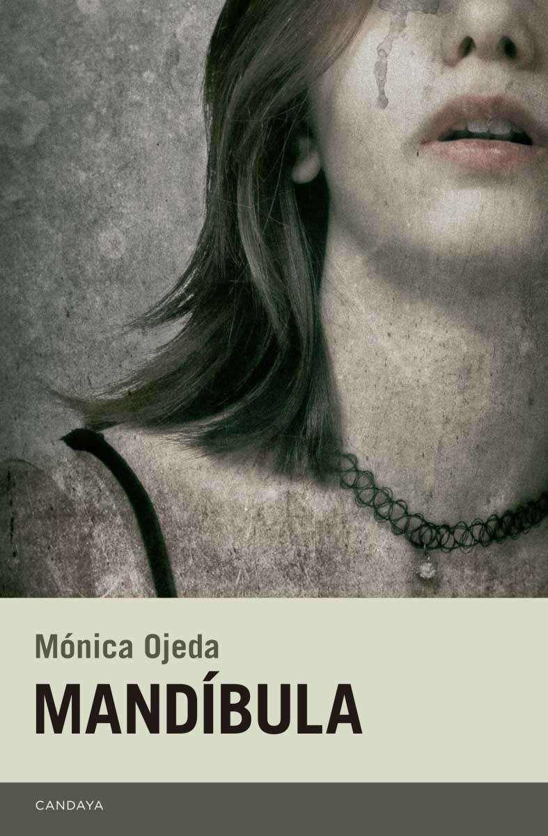 Portada del libro "mandíbula" aparece un retrato manchado de una mujer en el que solo se ve la boca y el cuello